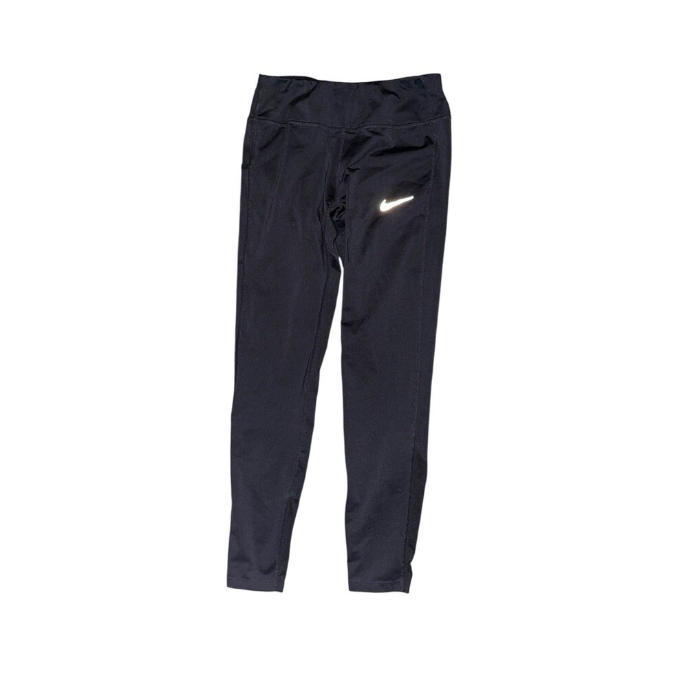 NIKE Womens Dri Fit Leggings UK 10 Small Black Polyester AD11